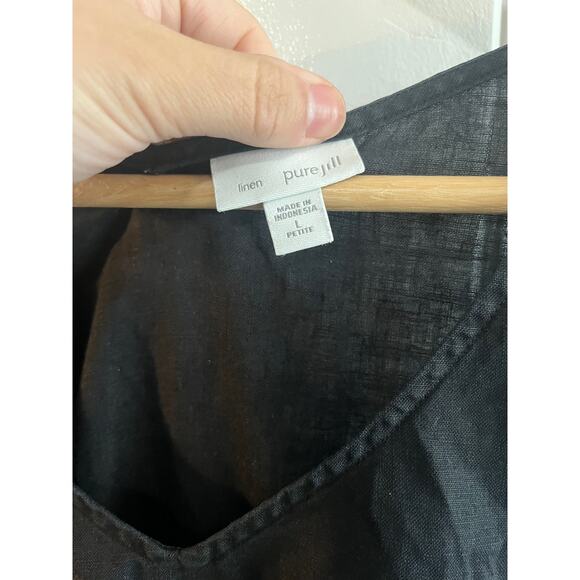 J. Jill pure jill linen asymmetric sleeveless  black midi dress size large - Picture 3 of 8